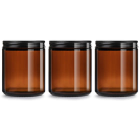 GIVAMEIHF front view of three amber jars with lids showing professional packaging benefit