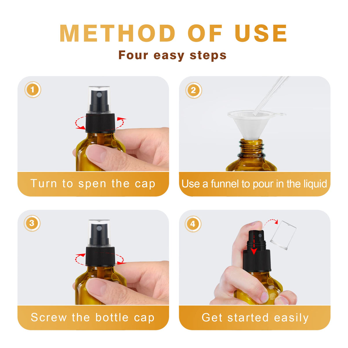 GIVAMEIHF funnels and dropper neatly arranged for mess-free refills