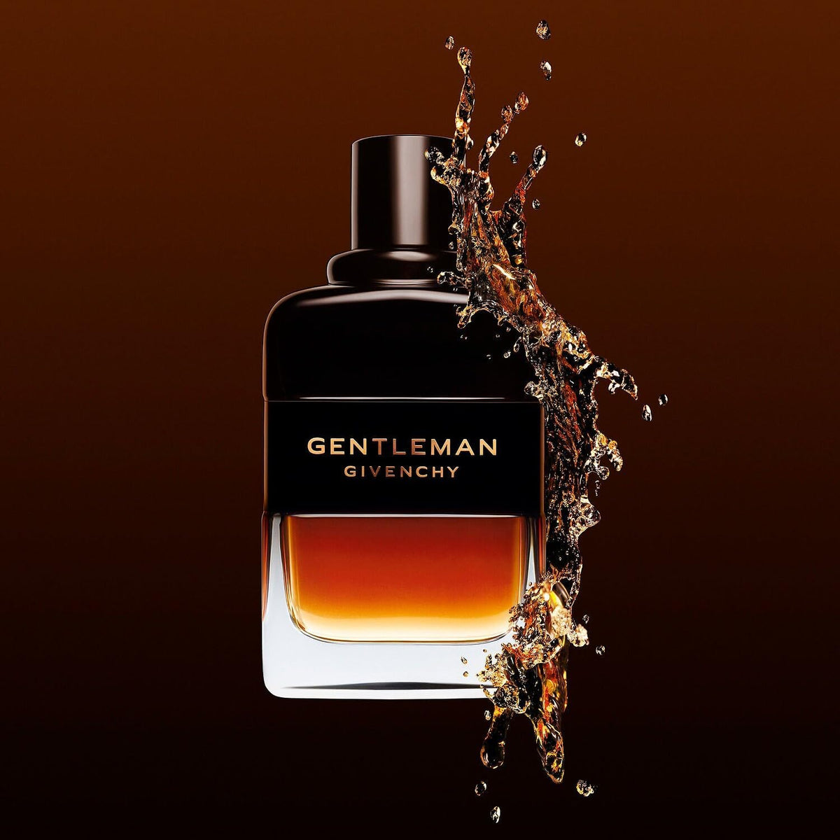 Givenchy Gentleman styled with wood props illustrating whisky-inspired warm character