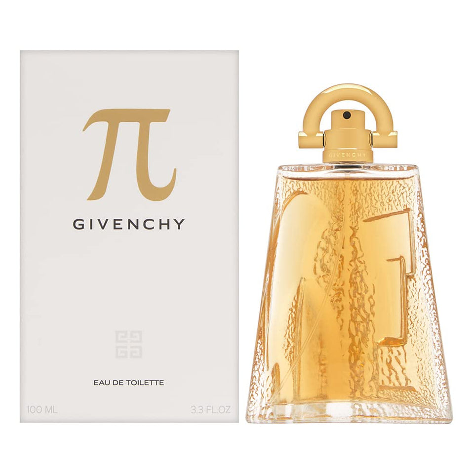 Givenchy Pi bottle front view showing elegant packaging and inviting warm woody scent