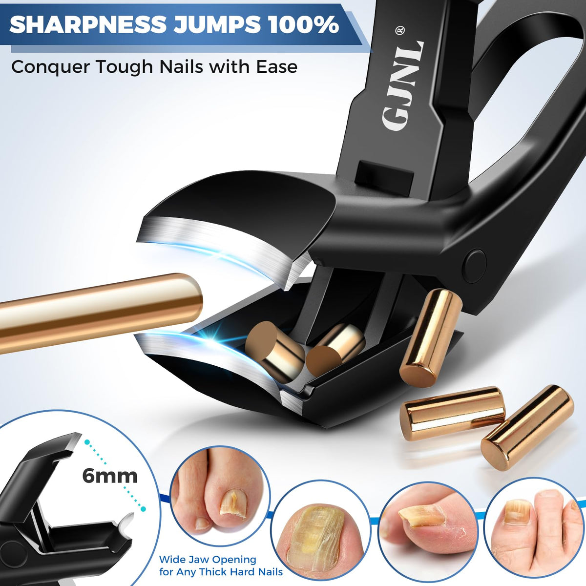 GJNL clippers handle texture detail showing non-slip grip for reduced hand strain
