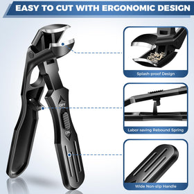 GJNL clippers wide jaw open displaying capacity for thick toenails and secure cutting