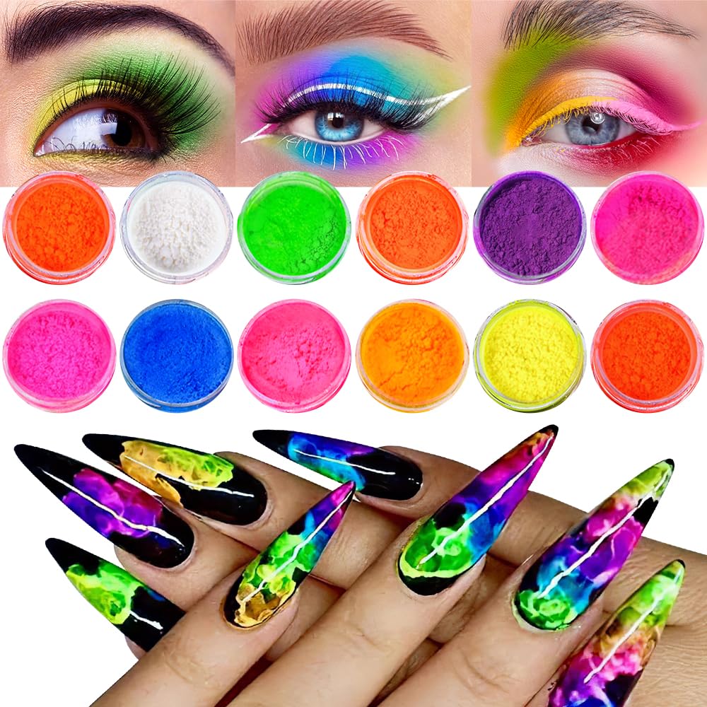 GJNL neon pigment powder front packaging showing bright colors and contents