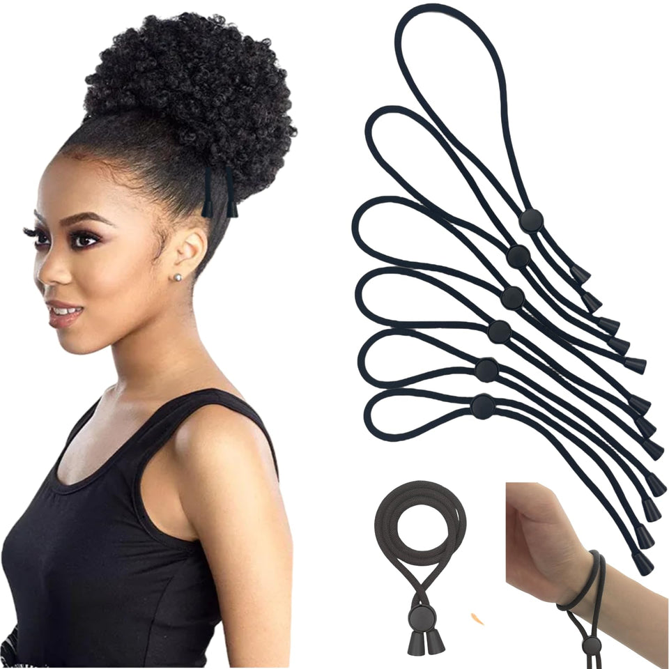 GJRR front packaging showing six adjustable satin hair ties, organized neatly