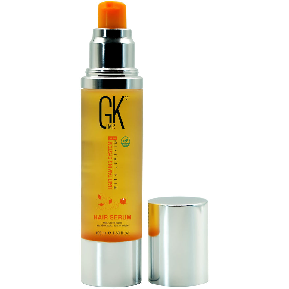 GK HAIR bottle front packaging showing product name and benefits