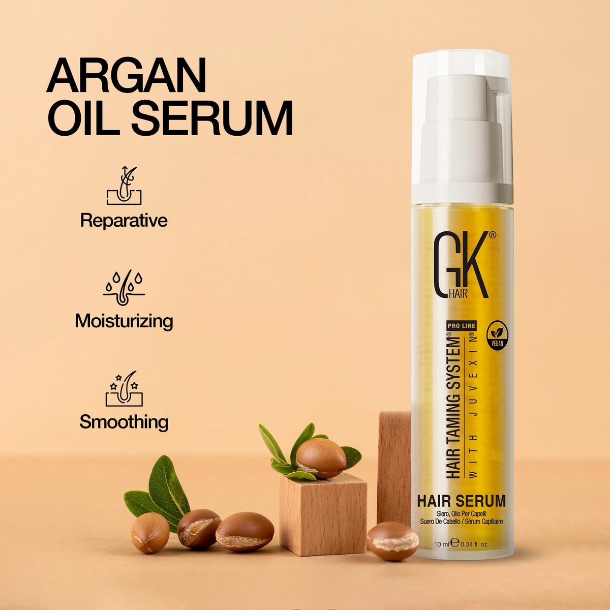 GK HAIR closeup of oil dispense demonstrates precise dosing and mess-free use