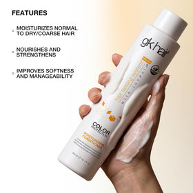 GK HAIR creamy texture on hand showing rich moisturizing formula
