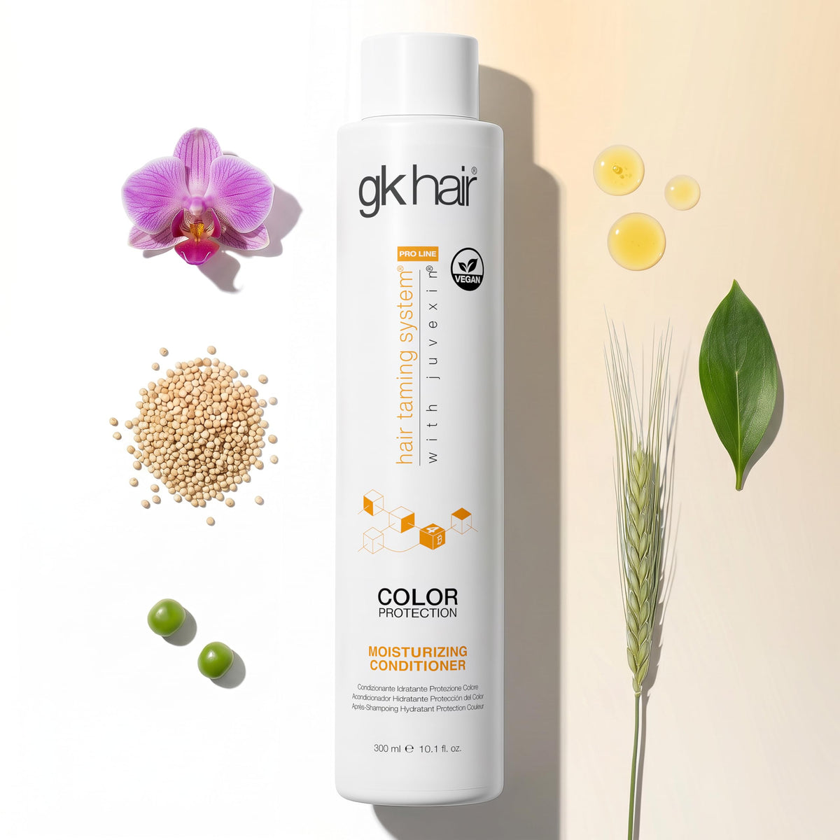 GK HAIR conditioner being applied in shower for smoother hair