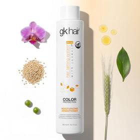 GK HAIR conditioner being applied in shower for smoother hair