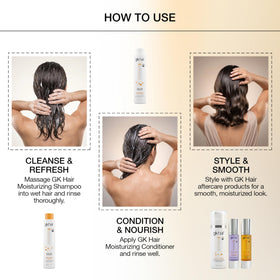 GK HAIR ingredients label highlighting keratin and natural oils