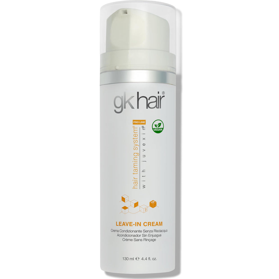 GK HAIR front packaging showing keratin leave-in for smoother hair