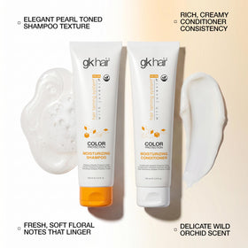 GK HAIR shampoo lather texture demonstrating gentle cleansing foam