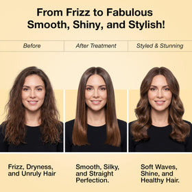 GK HAIR on model with shiny straight hair showing salon-like glossy finish
