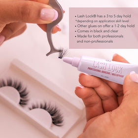 Model wearing lashes adhered with GladGirl glue showing natural-looking hold