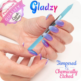 Gladzy cuticle stick next to protective sleeve for safe storage and travel