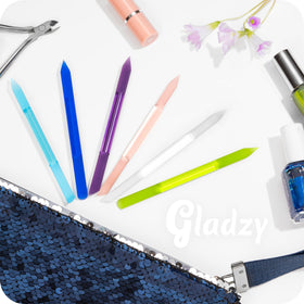 Gladzy glass cuticle pusher packed inside a travel kit for on-the-go grooming