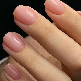 GLAMERMAID front packaging showing nude pink short square nails, quick polished look