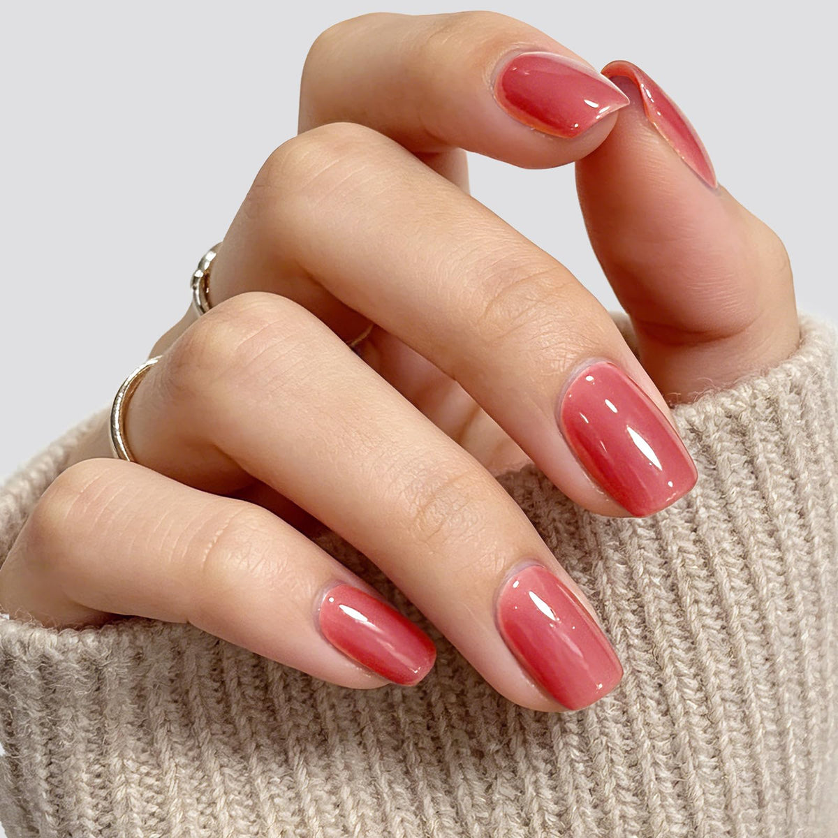 GLAMERMAID extra short nails on a hand for scale and practical length