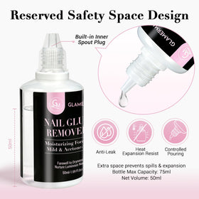 GLAMERMAID label and texture of bottle highlighting acetone-free nourishing formula