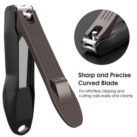 GLAMFIELDS toenail clipper close-up showing sturdy lever and strong cutting power