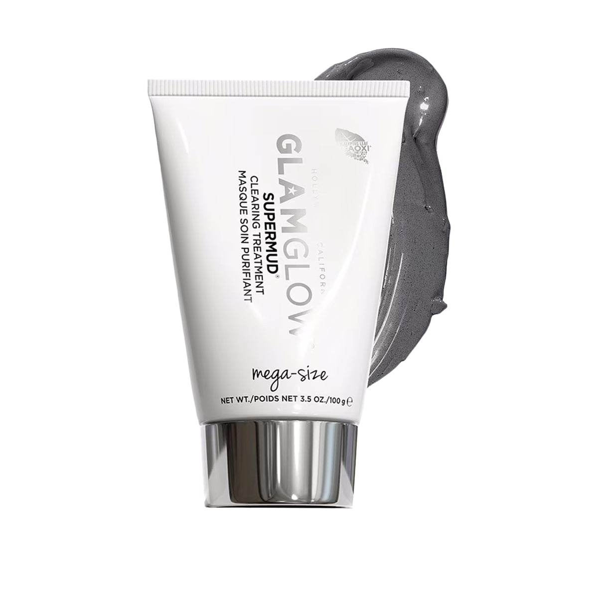 Glamglow SUPERMUD jar front view showing packaging and size benefits