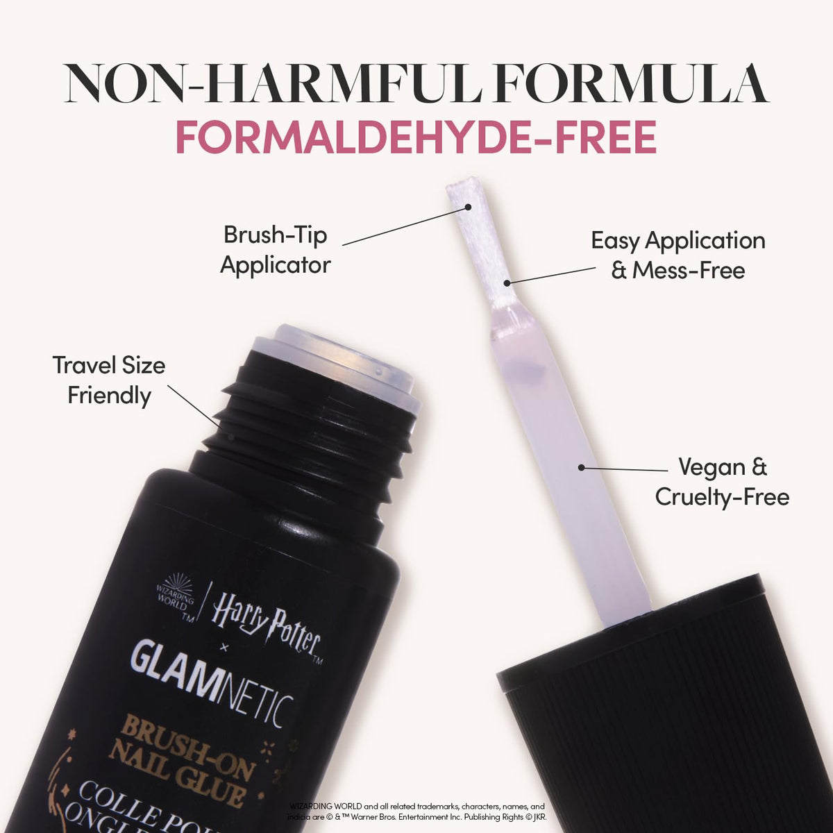 Glamnetic brush tip close-up demonstrating precision applicator for mess-free, controlled application