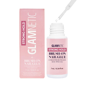 Glamnetic front packaging showing compact glue bottle and benefits