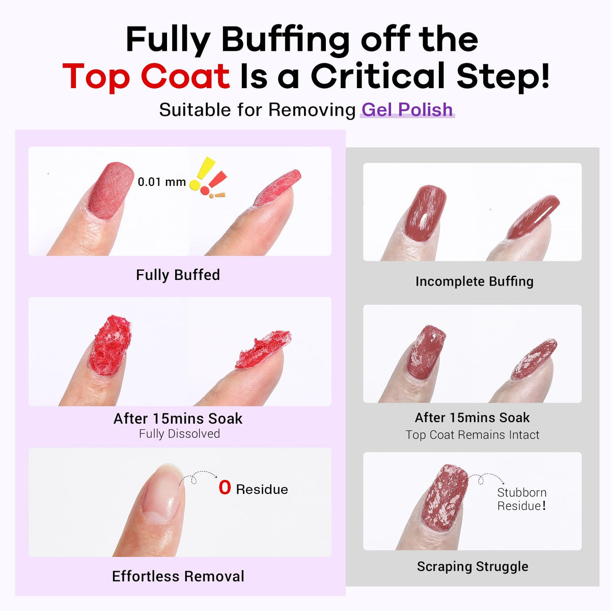 Glamonade before and after nails demonstrating effective gentle removal