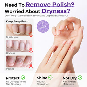 Glamonade before and after nails showing effective polish removal and clean finish