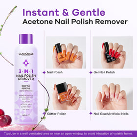 Glamonade acetone droplet texture highlighting fast dissolving action