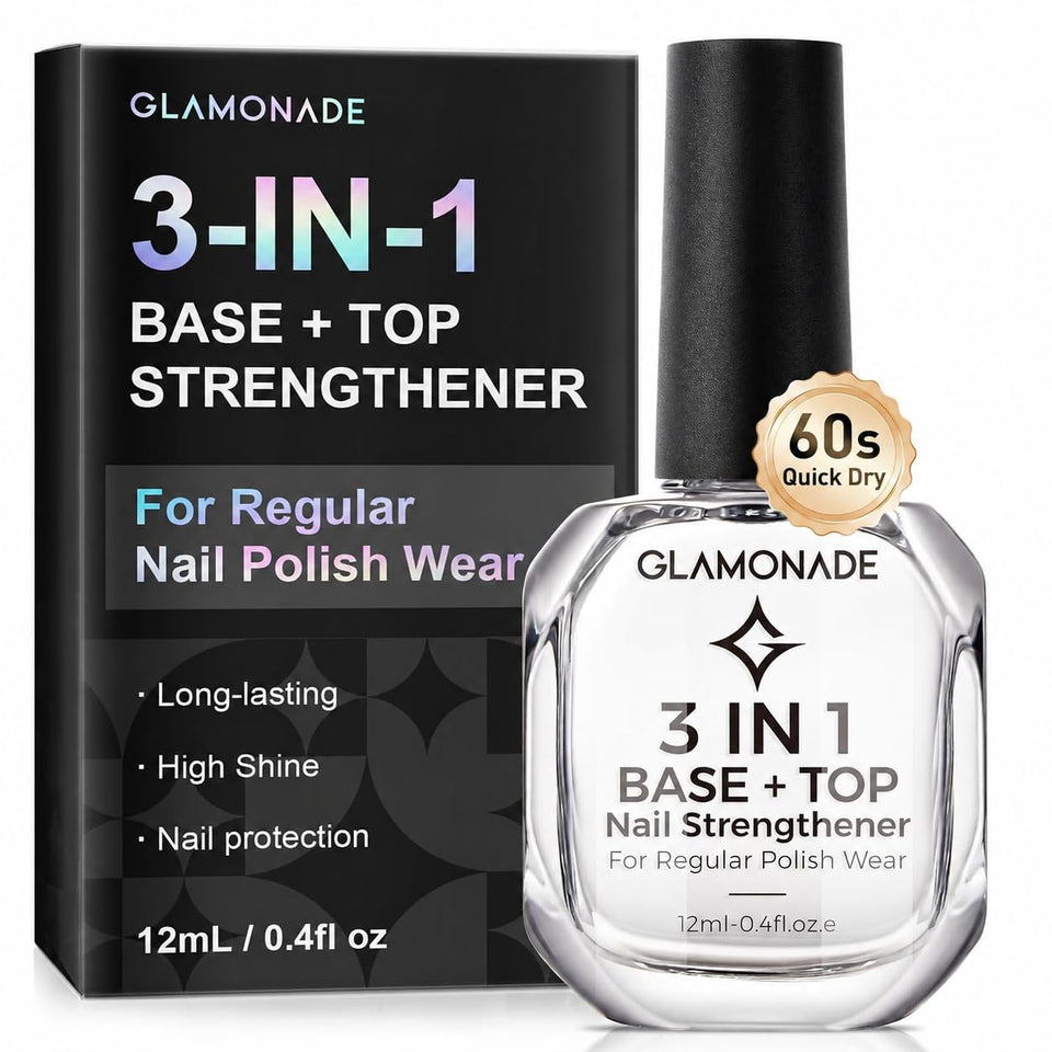 Glamonade front packaging showing clear bottle and glossy finish benefit