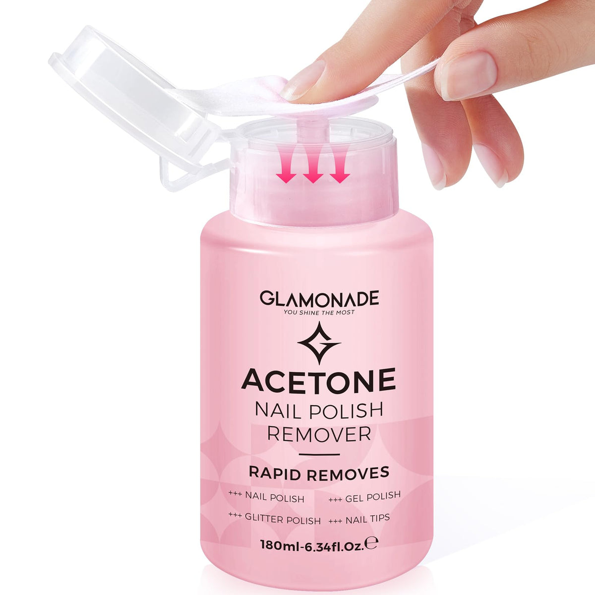 Glamonade front packaging with pump showing easy, mess-free dispensing