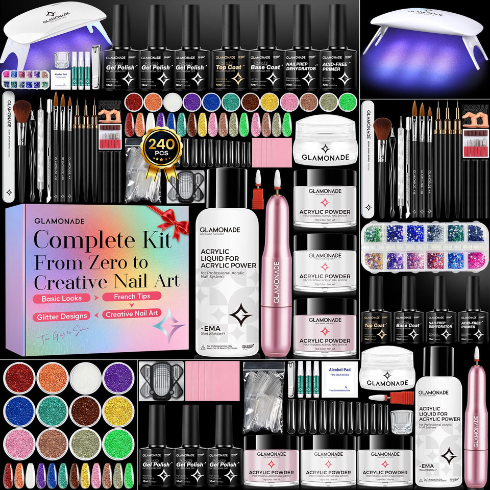 Glamonade front packaging showing full starter kit, clear overview benefit