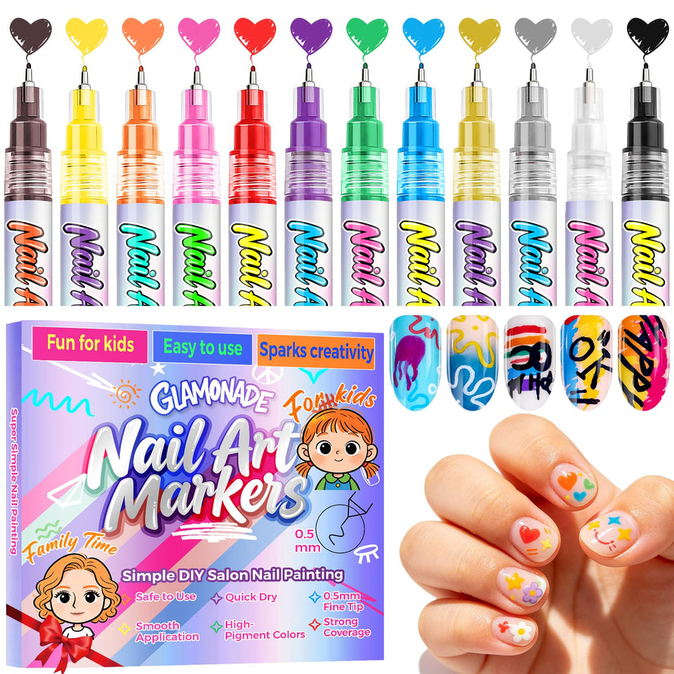 Glamonade front packaging showing colorful kids nail art set and gift-ready box