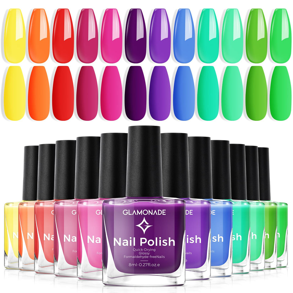 glamonade front packaging showing 12 vibrant bottles and colorful display — bright gift appeal