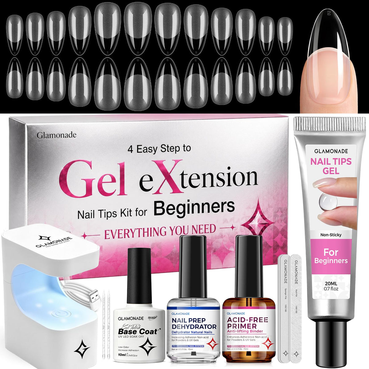 Glamonade front packaging showing full starter kit and included items for easy setup