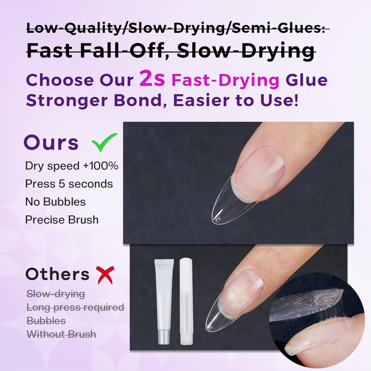 Glamonade glue texture droplet demonstrating smooth fast-drying bond