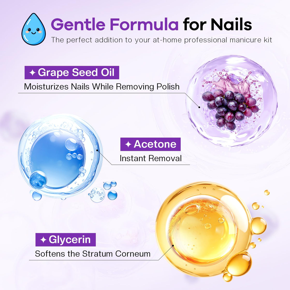 Glamonade grape seed oil ingredient depiction for nourishing benefit