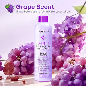 Glamonade bottle in home manicure scene enabling professional results
