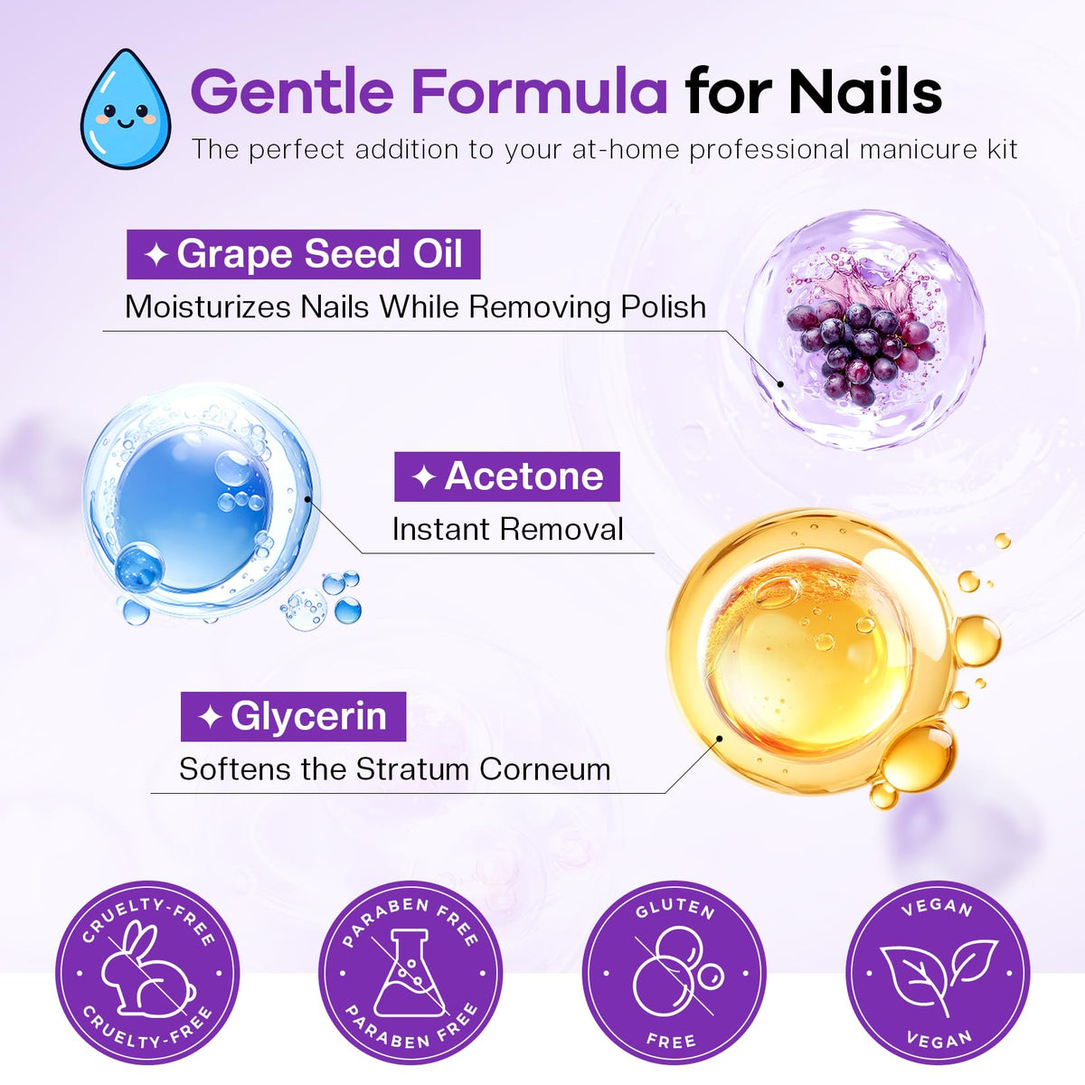 Glamonade label highlighting grape seed oil for moisturizing benefit