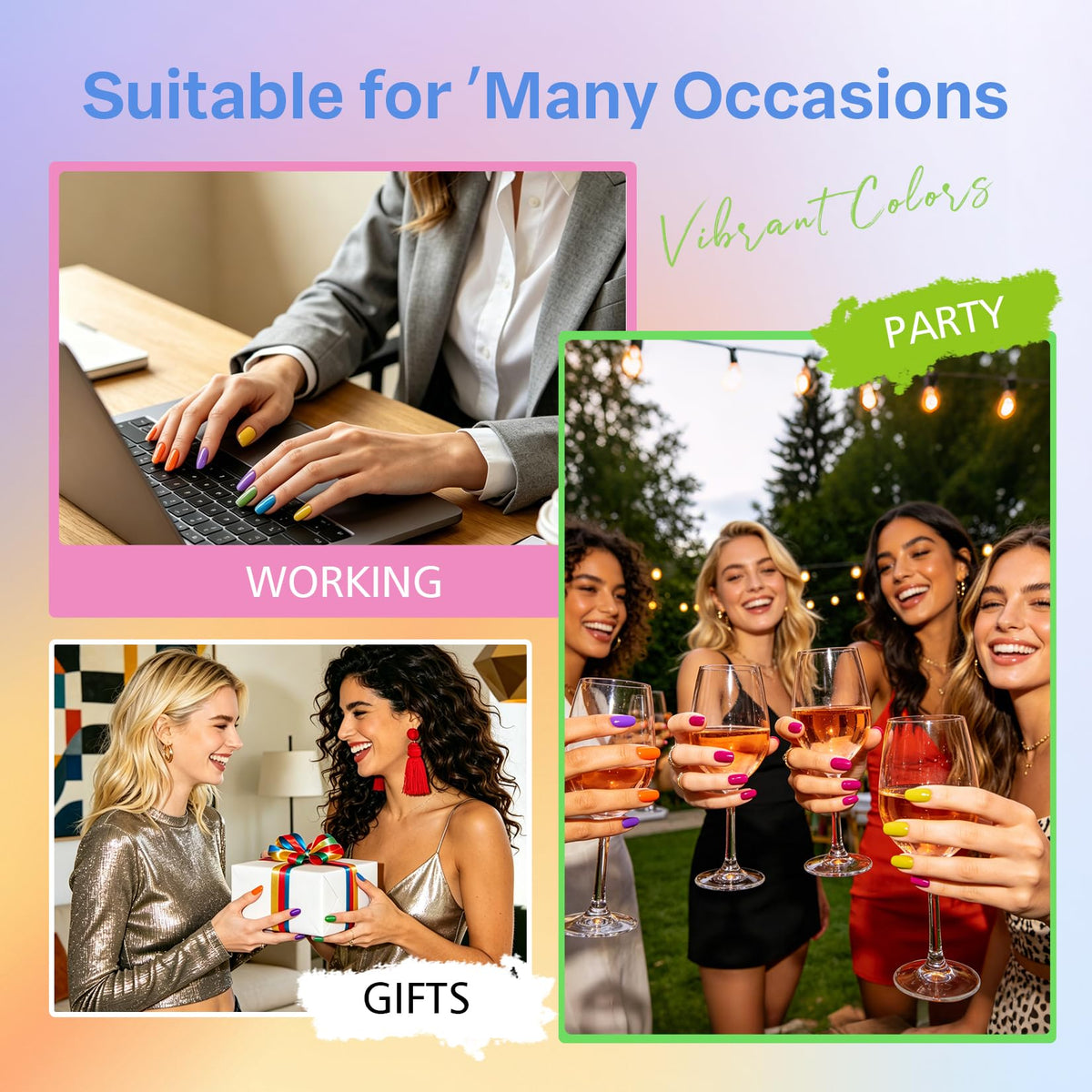 glamonade lifestyle summer party scene with painted nails — festival-ready vibrancy
