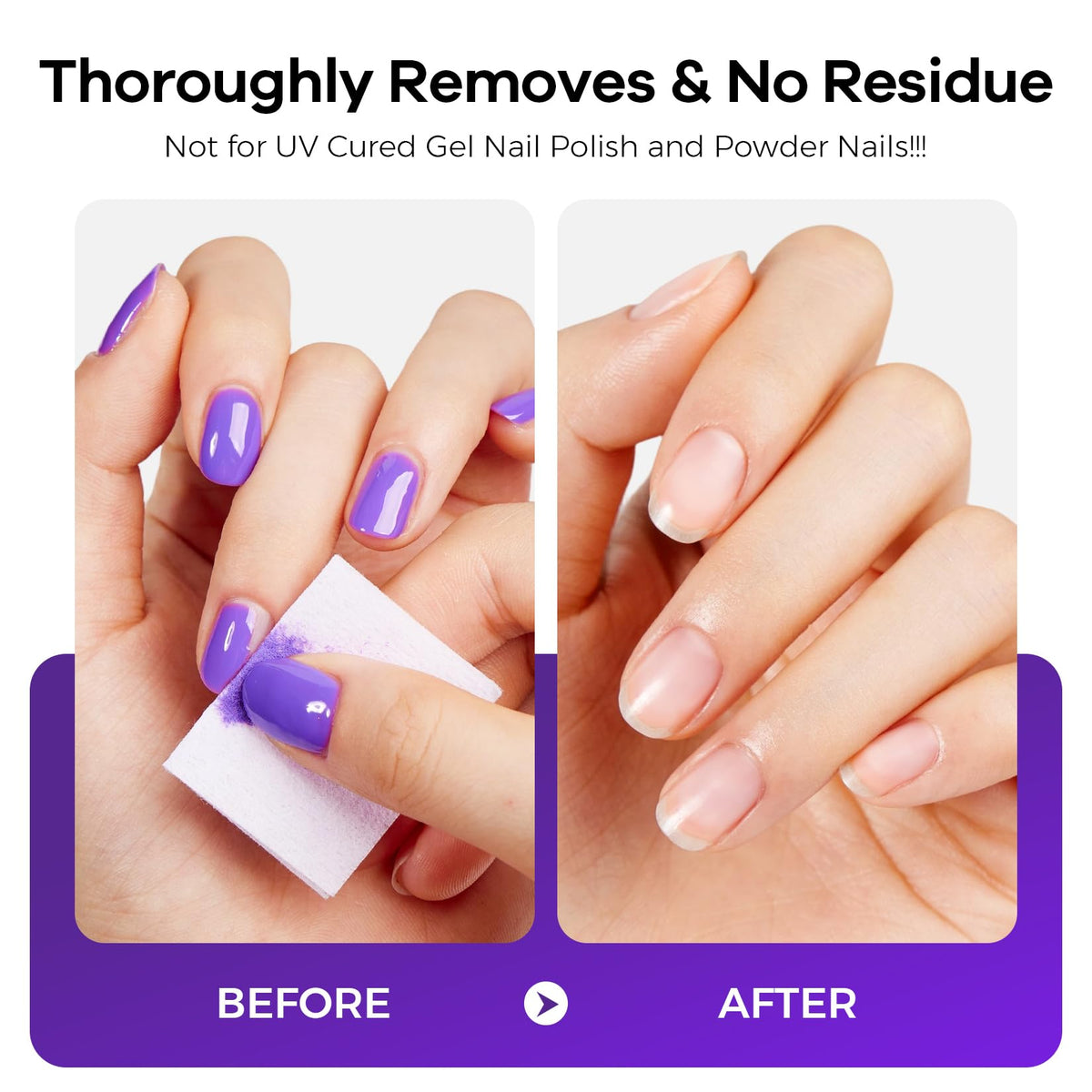 Glamonade clear remover liquid texture close-up illustrating smooth, non-drying formula