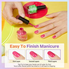 glamonade manicure in progress on nails demonstrating fast-dry formula — time-saving result