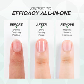 Glamonade applied on natural nails giving visible strength and long-lasting sheen