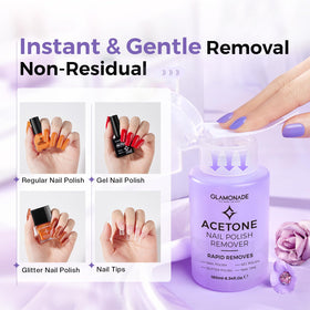 Glamonade pump dispensing gel onto cotton pad for controlled use