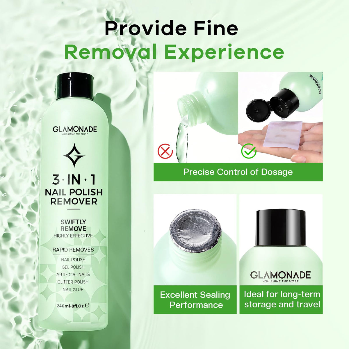 Glamonade packaging label and instructions promoting safe usage