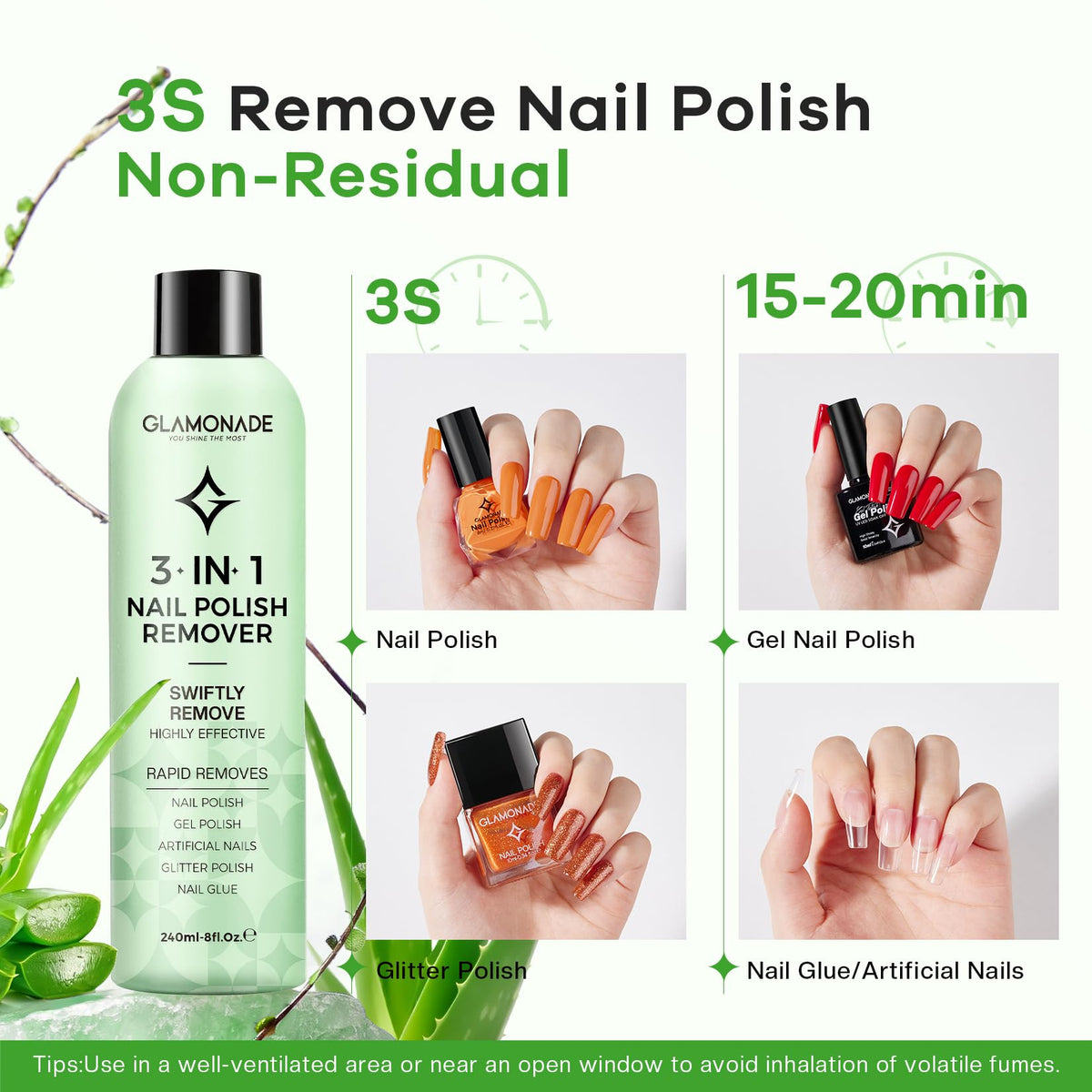 Glamonade remover pouring texture close-up demonstrating fast action