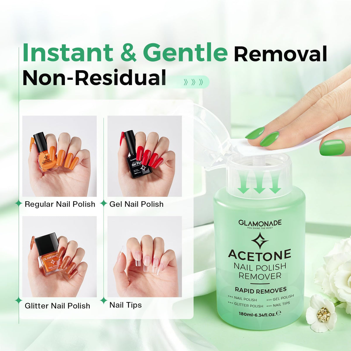 Glamonade pump action dispensing gel for controlled, mess-free application