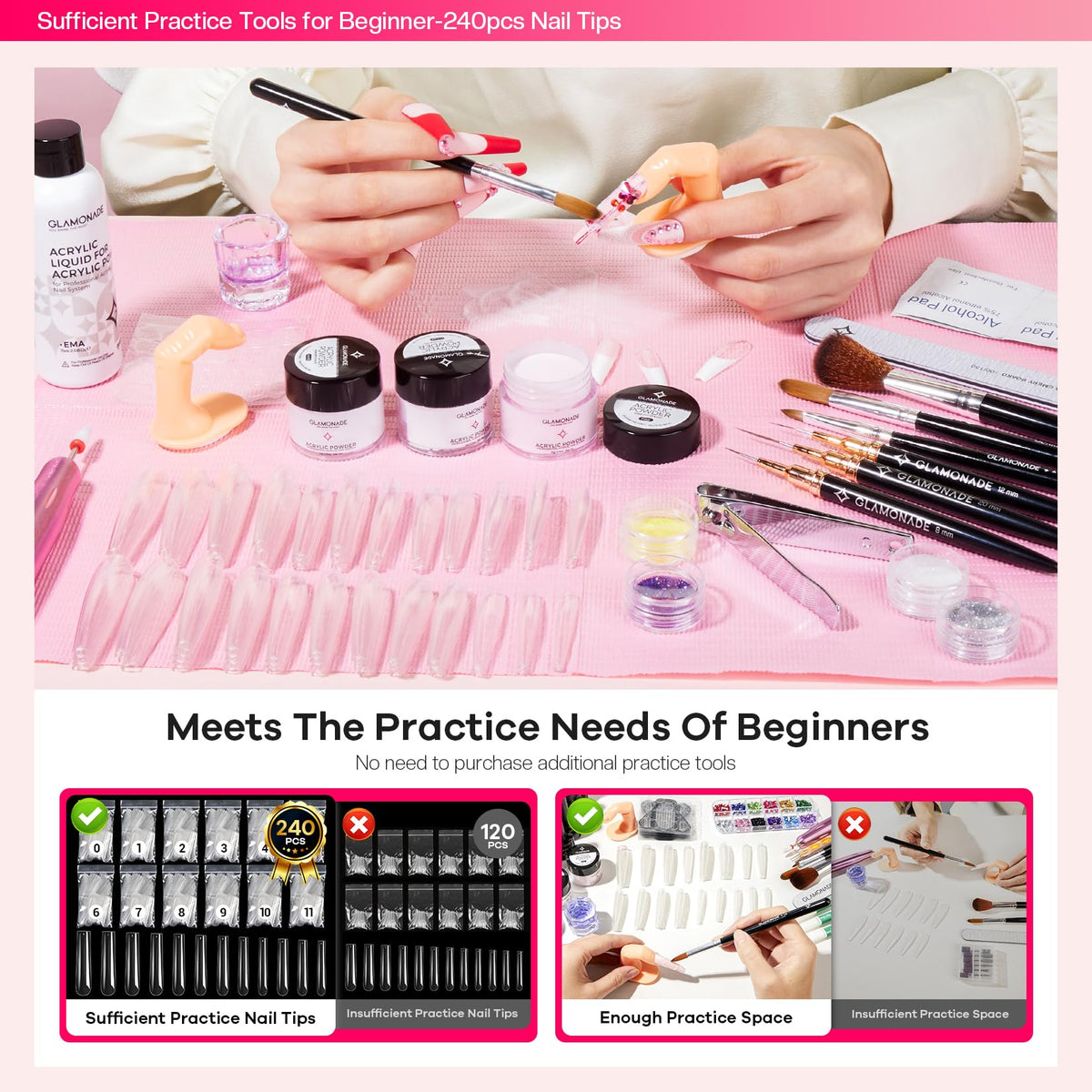Glamonade rhinestones and glitter tray, added sparkle and customization benefit