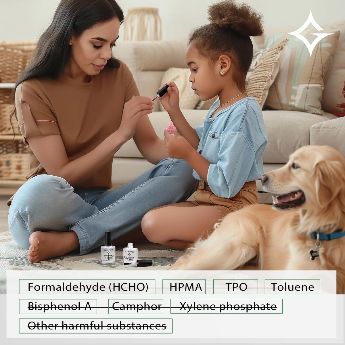 Glamonade sealed manicure in a lifestyle scene showing salon-quality results at home